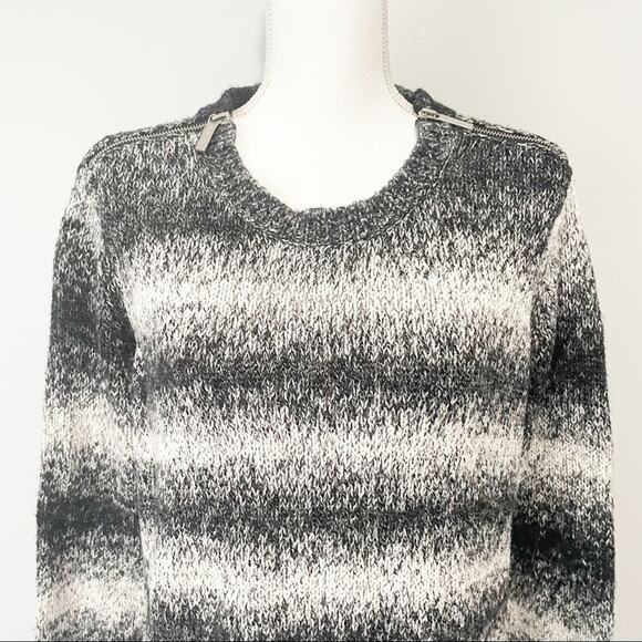 Michael Kors black gray striped sweater cozy zippers size XL - Picture 3 of 9